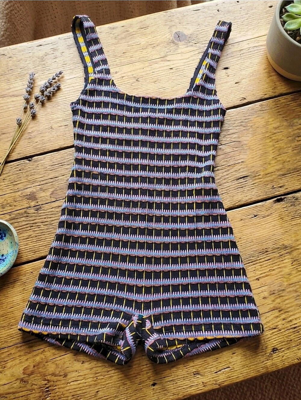 Rare ZARA Crochet Knit Jacquard 70s Style Cheeky Romper Shorts